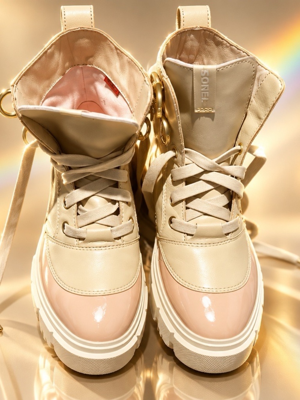 Sorel Cream & Blush Platform Lace-Up Women's Boots - 6